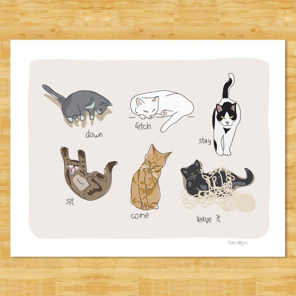 Cats Being Cats 8x10 Art Print - Modern Cat Art
