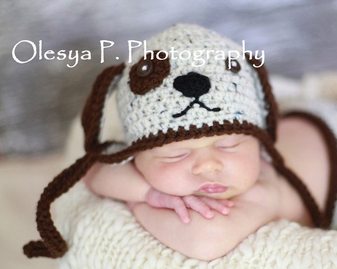 PDF CROCHET PATTERN 055 - Puppy hat - Multiple sizes from newborn through age 4