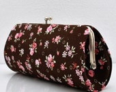 Garden Floral in Brown - Korean Cotton ..Small Clutch Purse