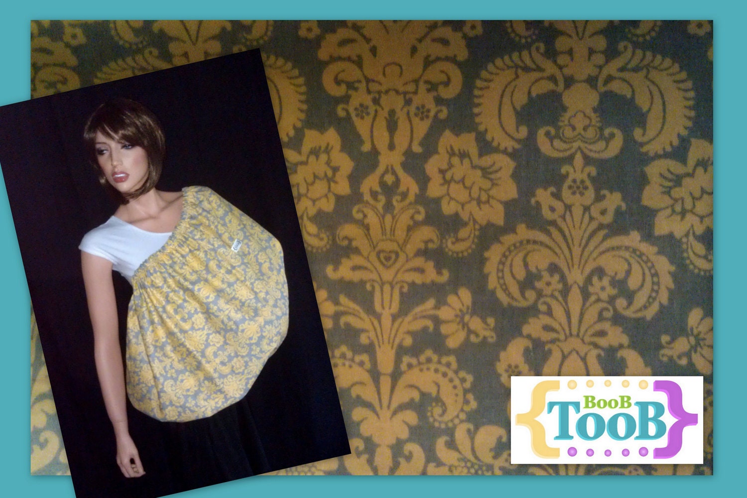 NEW Print: Yellow and Grey Damask BooB TooB, The ONLY Nursing Cover That's Got Your Back