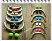 5pieces-5inch(12cm) Candy bead Metal bag purse frame with sewing hole (antique brass color in 5color bead)