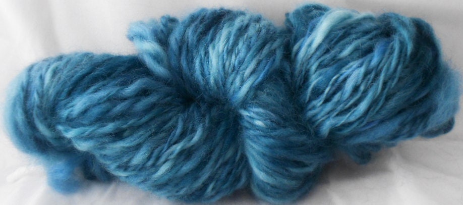 Handspun Blue Face Leichester Blue-Green Yarn: Undine II