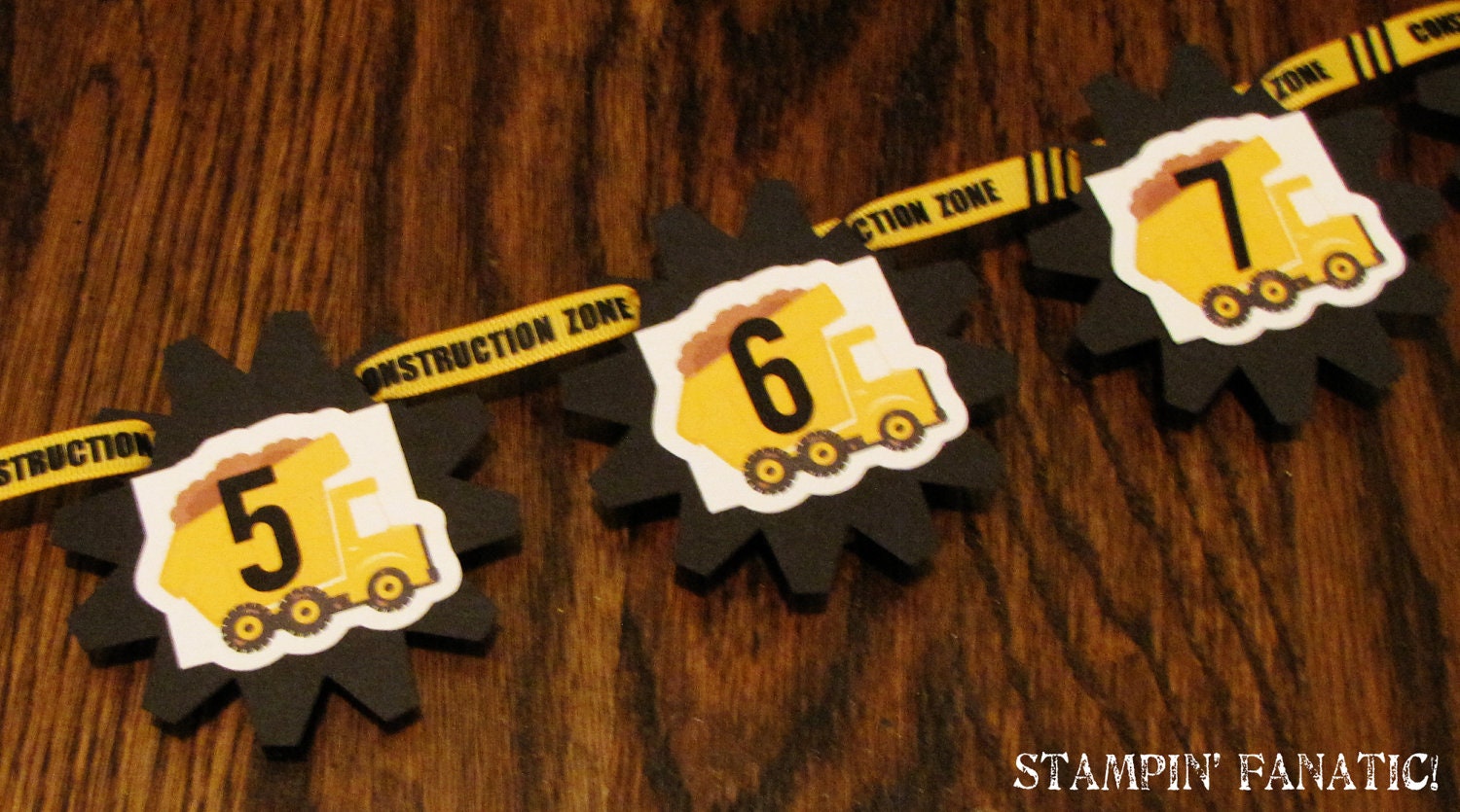Can you DIG it Collection: Just Born/0-12 Mos Construction Photo Banner. First Birthday Picture Banner. With clips. Photo Banner. Il_170x135
