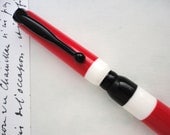 Cool Turned Ink Pen - Red with Black and White Stripes - made from eco-friendly salvaged Corian