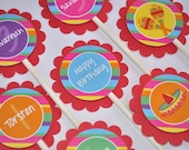 12 Cupcake Toppers - 1st Birthday Party - Fiesta - Girls and Boys Birthday Party Decorations