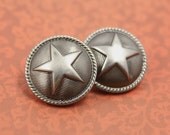 Metal Buttons - Gunmetal Star Domed Shank Buttons. 0.75 inch. 10 pcs.