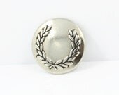 Metal Buttons - Silver Thin Domed Design Buttons,With Wreath Pattern. 0.79 inch. 10 in a set