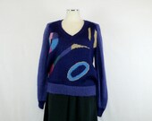 1980s Abstract Sweater - Vintage Pullover - Medium / Large