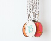 Embroidered Initial Necklace as Seen in Country Living.  -- 20 inch chain
