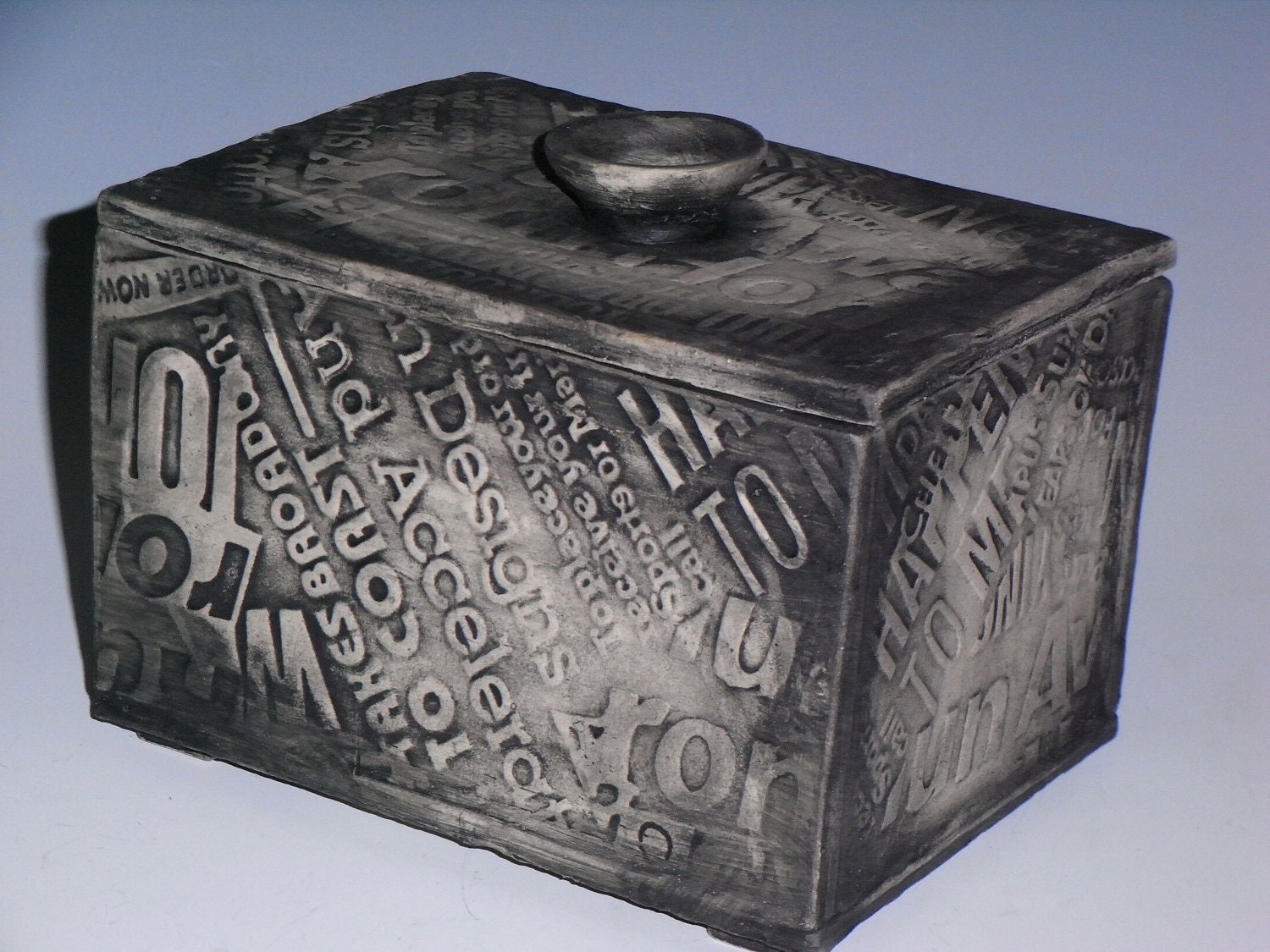 Hand Built Textured Ceramic Treasure Gratitude Box - Graffiti