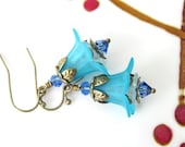 Vintage Style Lucite Flowers Earrings - Blue Bells OOAK
