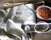 Rustic Full Kitchen Apron for Him or Her in Blue Pinstripe Ticking in The Blue and White