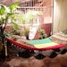 Rastafari Colors One, Single Hammock hand-woven Natural Cotton Simple Fringe