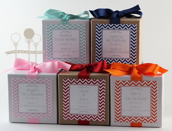 CHEVRON themed Cupcake Mix Party Favors- Favor Boxes - Set of 12 Favors in ANY color for showers, weddings, birthdays, christenings