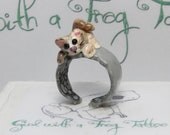 Kitten Ring Polymer Clay Adjustable Filigree Band