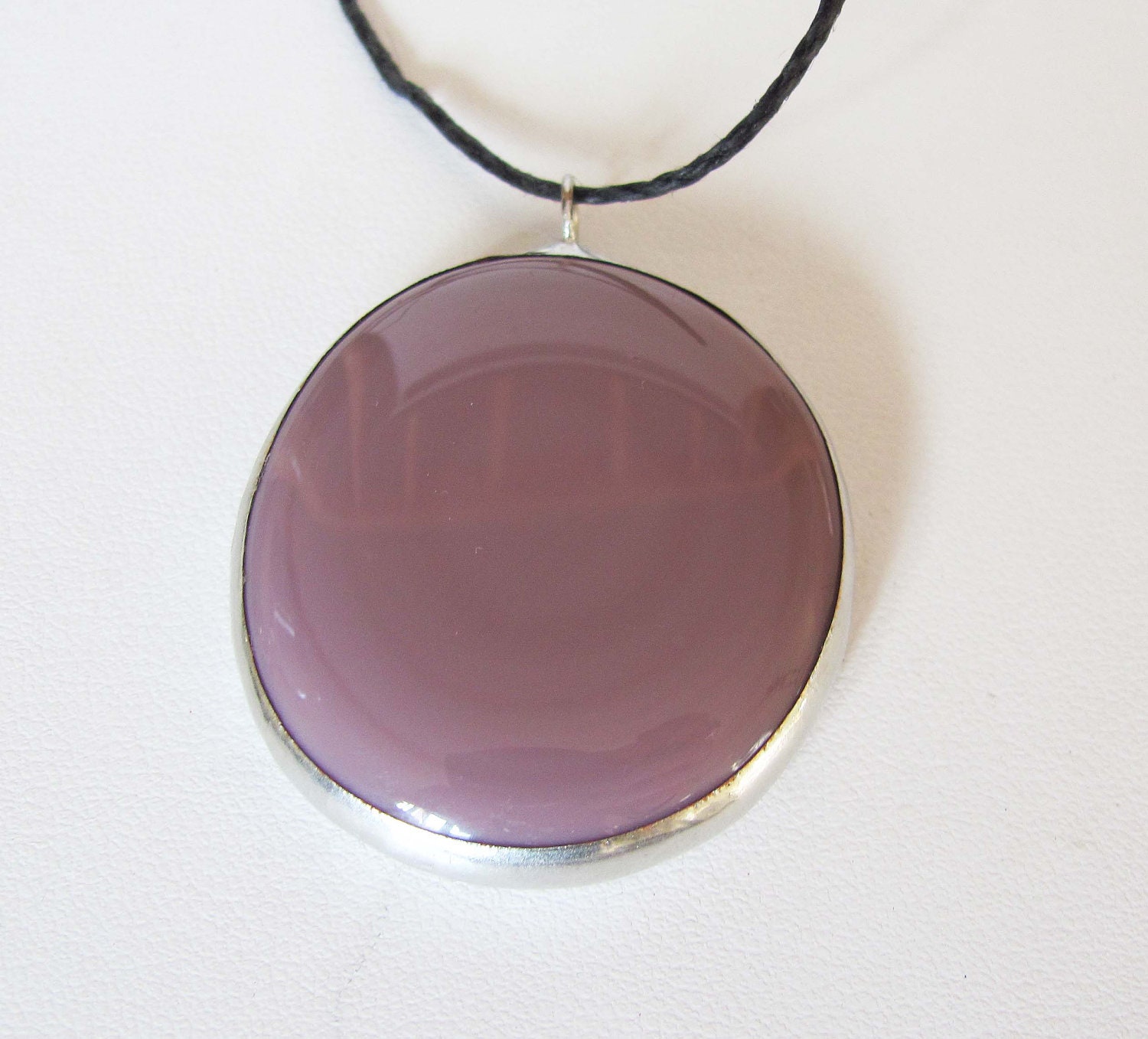 Handmade Mauve, Purple Opaque Stained glass Pendant, Glass jewelry, Glass Jewellery, Glass Necklace
