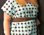 Tegan Maternity Hospital Birthing Gown - Michael Miller Disco Dot in Blue on Brown Background - Deliver You Baby in Style by Mommy Moxie