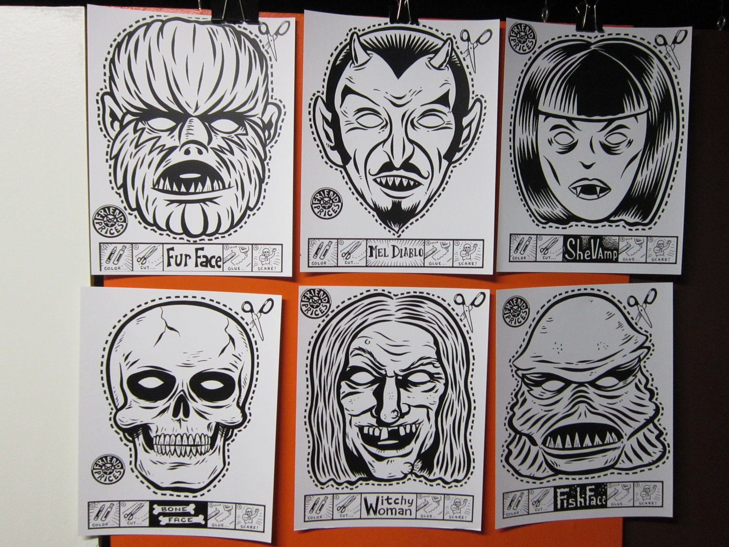 Halloween monster coloring masks