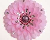 R2-KT Pink Penny Blossom Rhinestone Flower Barrette