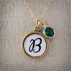 Original Hand Painted Oil Charm Pendant Necklace - Initials