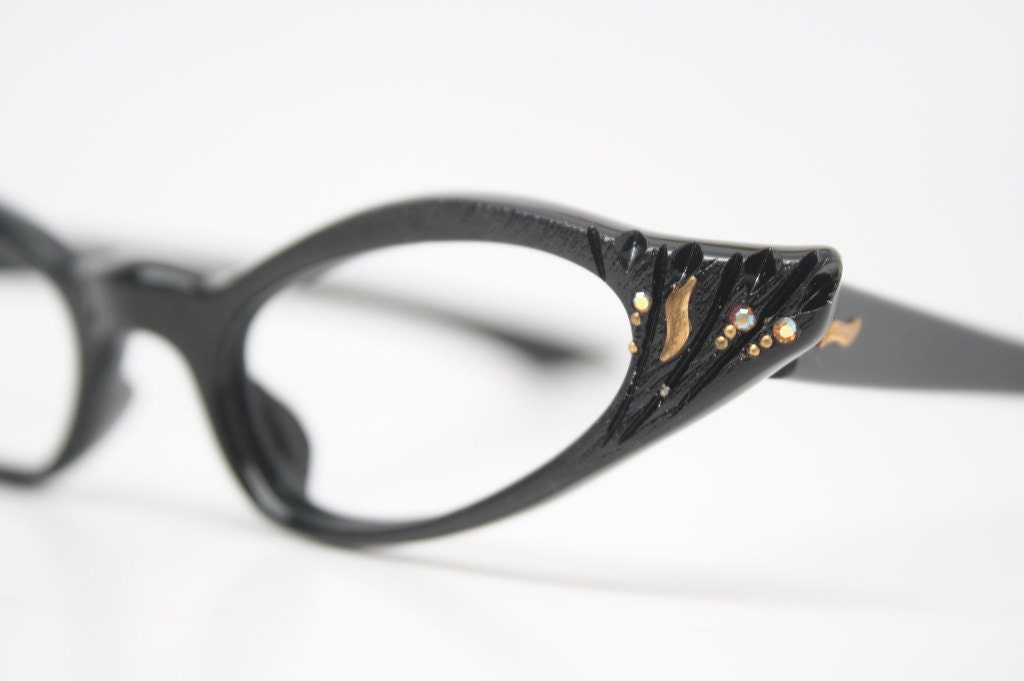 cat eye glasses rhinestone cateye eyeglasses NOS Vintage