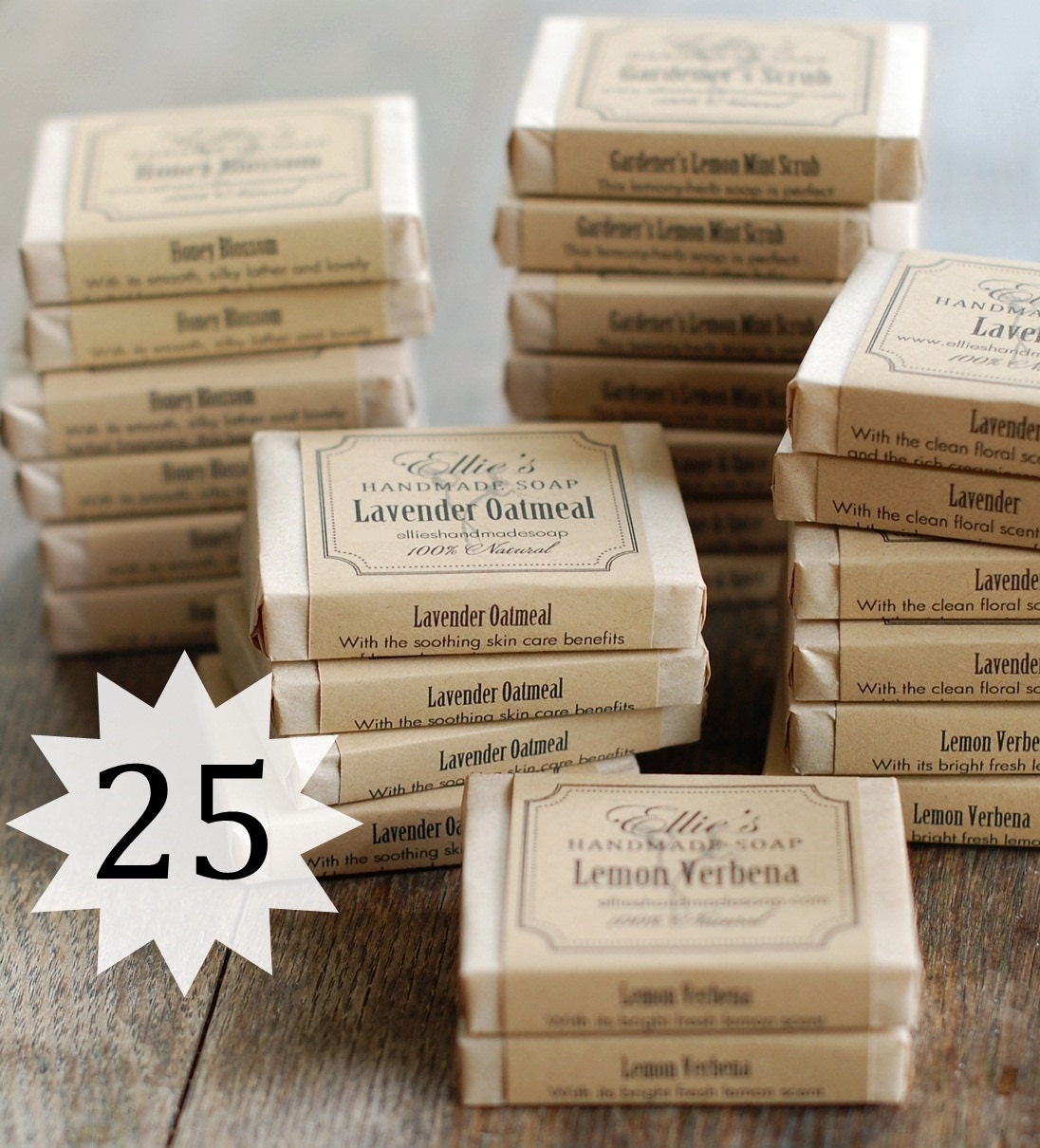 25 Handmade Soap Favors - Wedding Favors, Guest Soaps, Shower Gifts