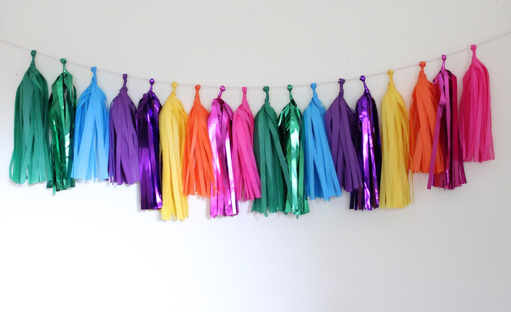 Tassel Garland-18 tassels - Girly Rainbow