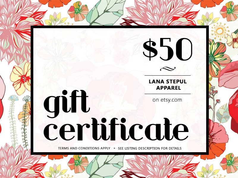 50 US Dollars Gift Certificate from Lana Stepul Apparel