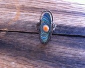 vintage 20s sterling and abalone ring / 1920s jewelry / GRACE