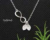 TWO Initials Charm Necklace, Infinity Necklace, Personalized Infinity Jewelry, Sisters, Mothers Daughter, Best Friends, Valentines Day