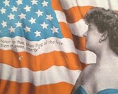 Antique 4th of July Postcard - American Flag - Woman - Independence Day - Freedom - Liberty