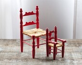 vintage pair painted wood chairs : red back to school by 24pont