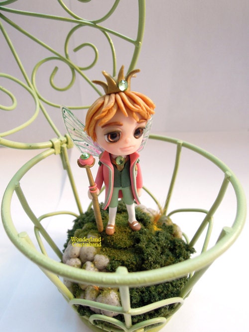 SALE - Sweet Little Prince Oberon - Miniature Sculpture - OOAK Home Decor