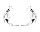 Silver Fatale Charm Blade Earrings - Haute Goth Jewelry - Black Filigrees and Industrial Screws - Free Shipping