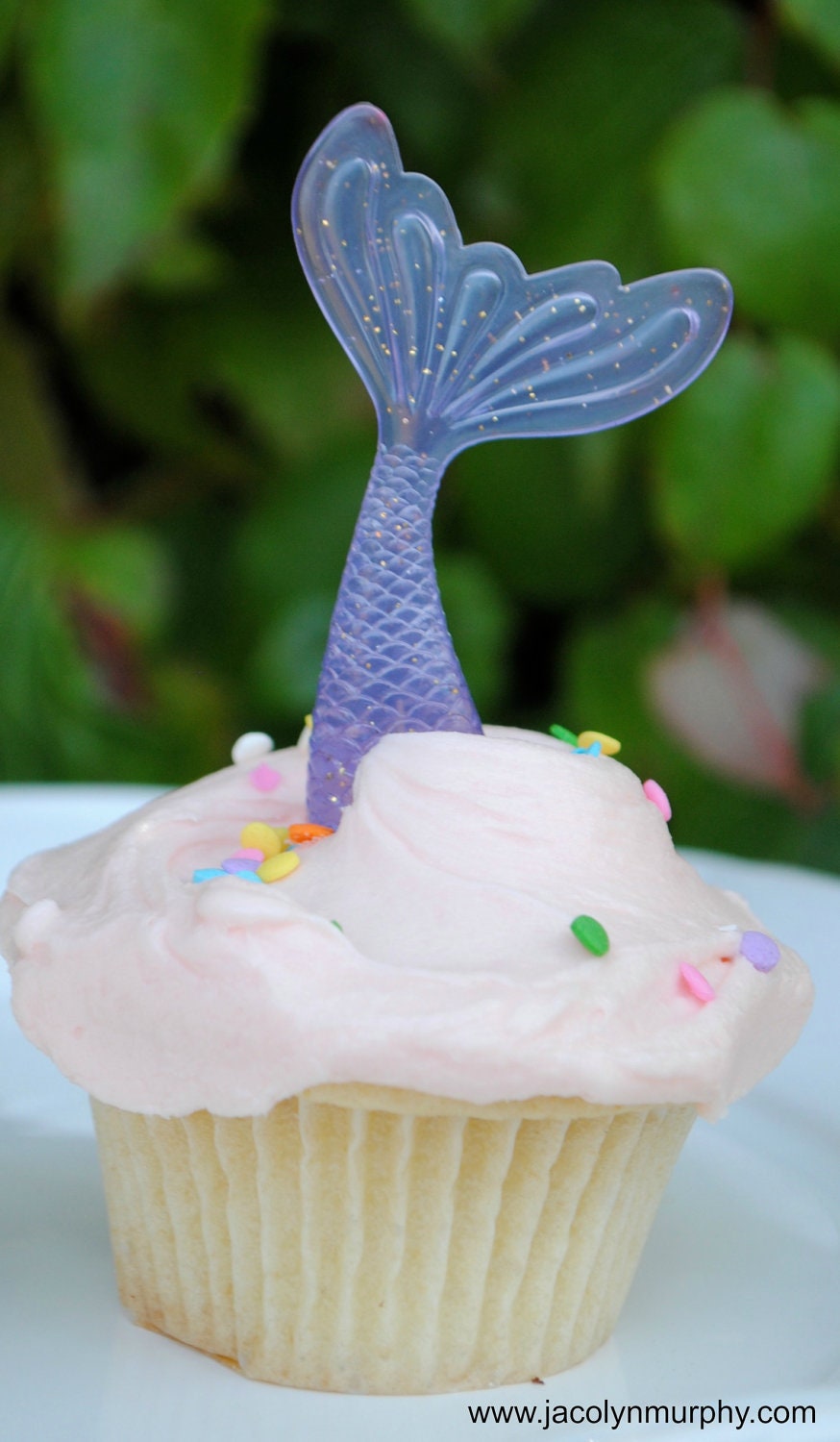 Mermaid Tail Cupcake Toppers- Set of 6 Purple