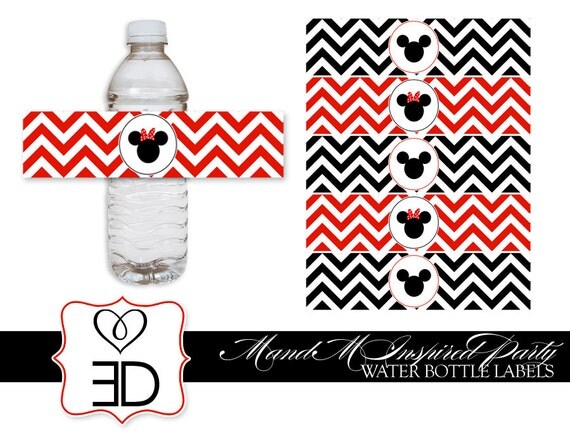 Mickey and Minnie Inspired Collection - Printable Water Bottle Labels Il_570xn