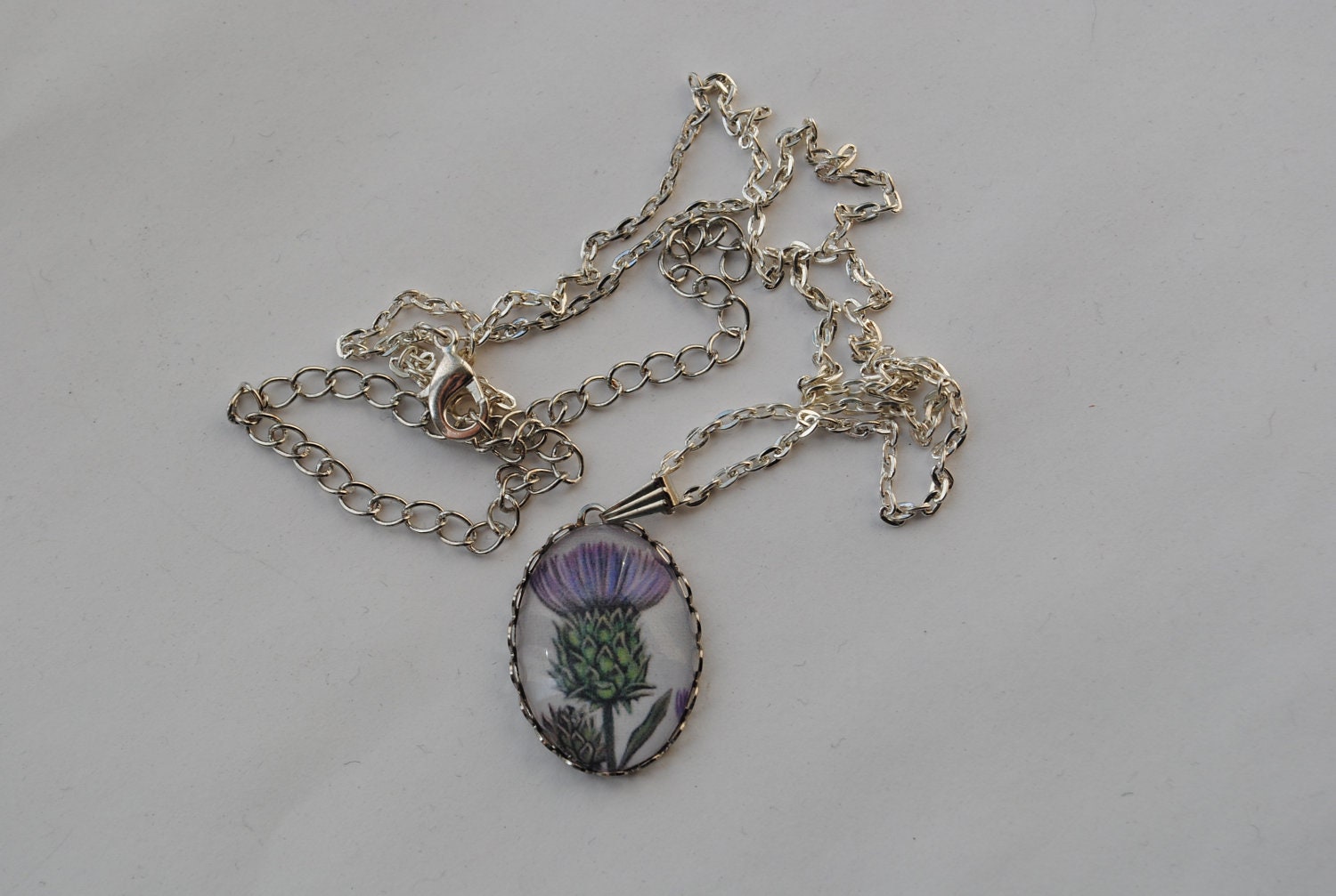 Scottish Thistle Pendant - Jewelry Women Teen Girl Flower Purple Celtic