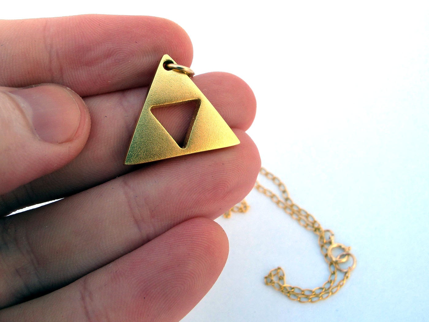 GOLD plated Zelda Triforce Necklace - Matte version