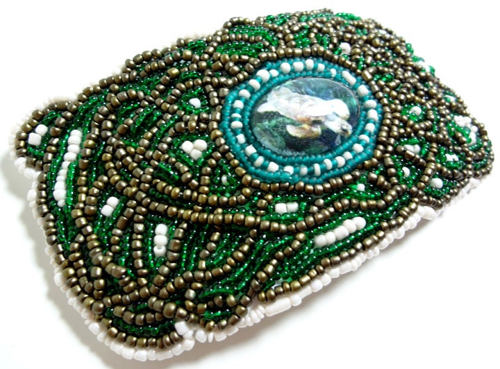 Green Sea Turtle Beaded Barrette - Nautical Hair Accessory