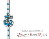 Nautical Anchor - Sculptured Brick Stitch Bracelet Beading Pattern PDF