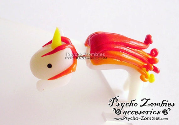 Fire unicorn stud earring fake plug (Stainless Steel stud)
