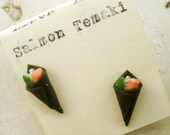Miniature SALMON TEMAKI SUSHI post/stud earrings