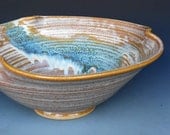 Serving Bowl Speckled Stone Swirled Blue A