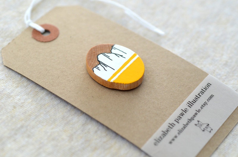 winter bear brooch - by elizabeth pawle - modern design - hand drawn hand cut illustration pin badge