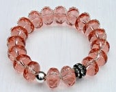 Breast Cancer Emmie -Pink Czech Glass Bracelet - Free Shipping