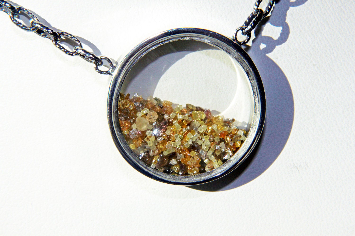 SANDS OF TIME - Rough Diamonds, 24k Yellow gold Flakes, Sterling Silver - metalandstoneelite