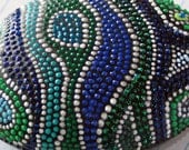 Swirled Shades of Green & Blue Hand Painted Dot Rock