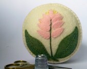 Pale pink flower pin cushion recycled felt Made to order