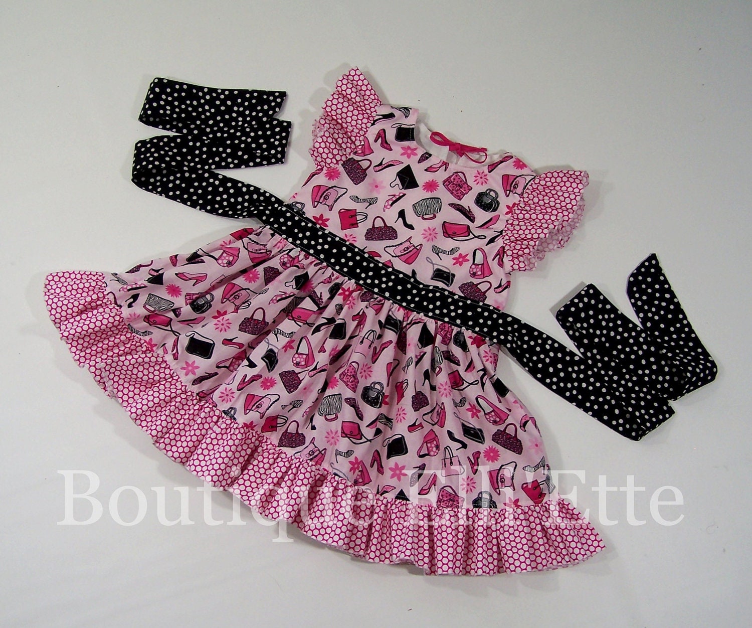 Girls Ruffled Twirl Dress Size 3T Ready to Ship or Order Other Size