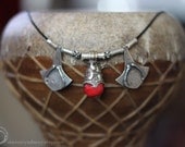 One of a Kind Sterling Palmier Necklace with Red Tibetan Bead